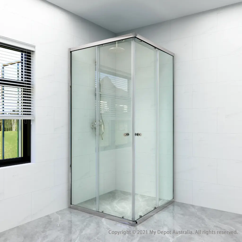 [88903] (New) Cora Semi Framed Shower Screens With Double Sliding Doors Chrome Fittings 900x900mm