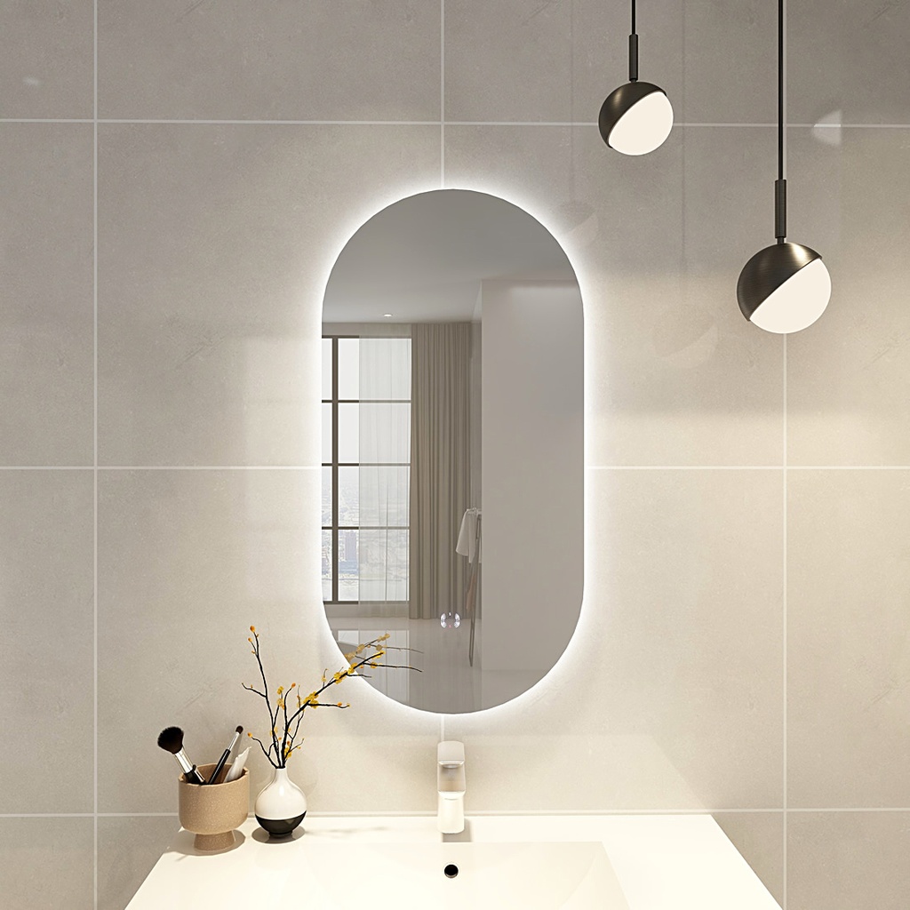 [86115R/OV4590AM Refurb] (Refurbished)450×900mm Oval 3 Color Backlit LED Mirror(Touchless Sensor Switch)