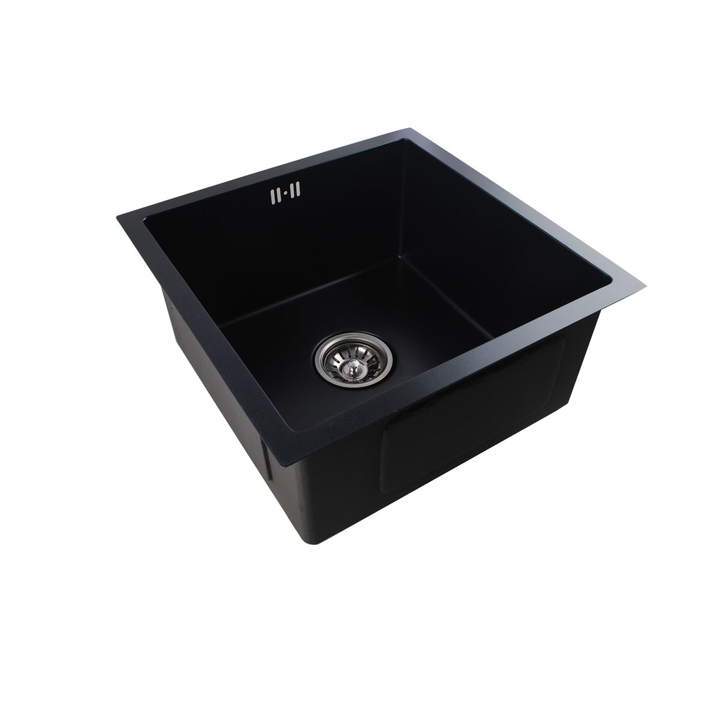 [40504] 1.2mm Dark Grey Stainless Steel Handmade Single Bowl Top/Undermount Kitchen/Laundry Sink 440*440*205mm