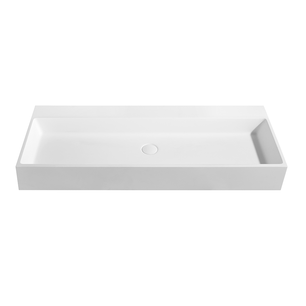 [55412] 1000*460*200mm Matt White Crete Solid Surface Stone Wall Hung Basin None Overflow