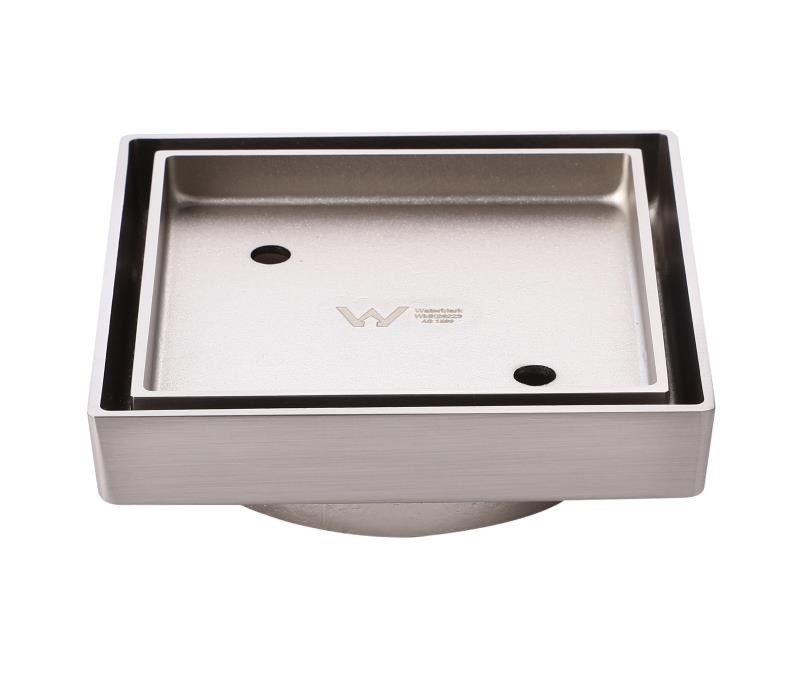 [41494] 115*115*35mm Brushed Nickel Smart Tile Insert Floor Waste Shower Grate Drain(88mm outlet)