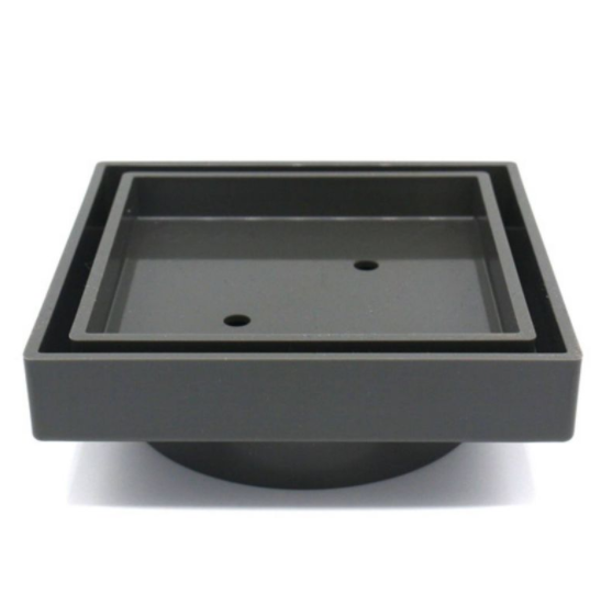 [41421] 115*115mm Gun Metal Grey Smart Tile Insert Floor Waste Shower Grate Drain (88mm outlet)