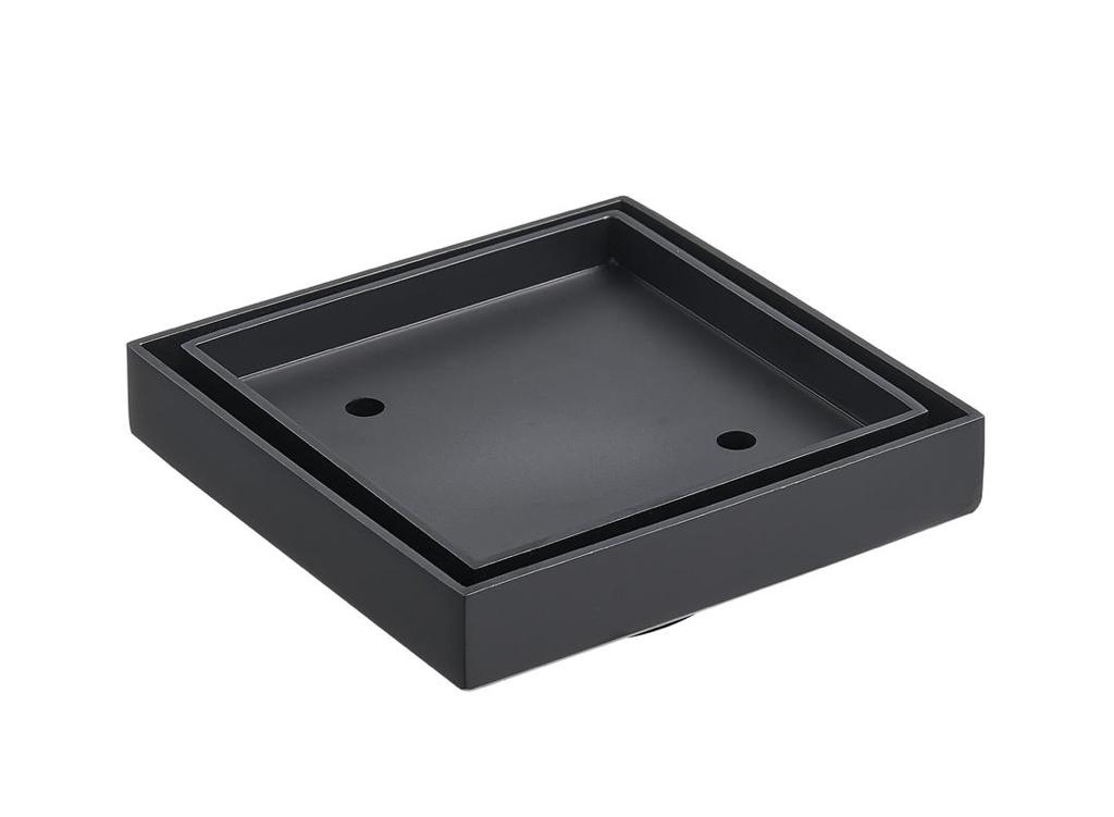 [55843] 115X115mm Black Square Tile Insert Floor Drain(90mm Outlet)