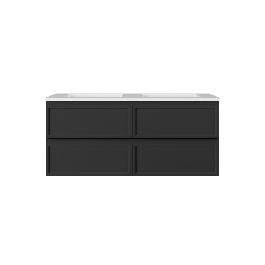 [56837] 1190*455*500mm Matte Black New Hamilton Federation Slim Wall Hung Cabinet For Single Bowl And Double Bowl