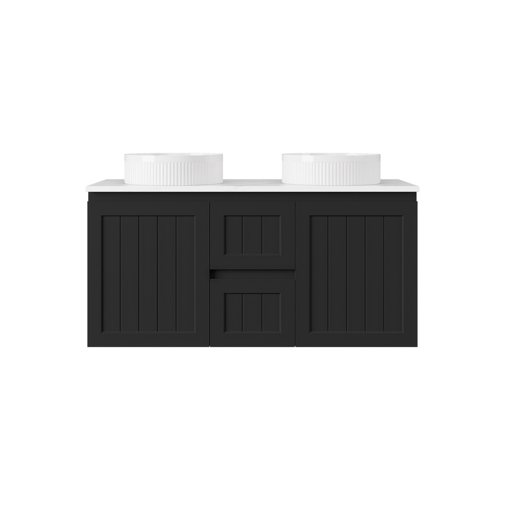 [56756] 1190*455*560mm Matte Black Archill Federation Wall Hung Ensuite PVC Cabinet Double Bowel