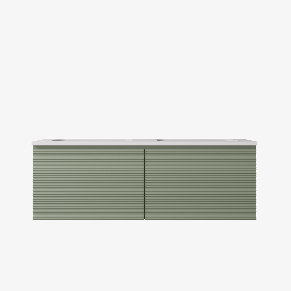 [56651] 1190x455x400mm Olive Green Sedona Modern Fluted Wall Hung PVC Cabinet