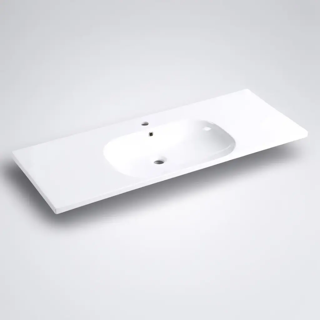 [90167/OT-1200] 1200*460*165mm Moon Basin Round Bowl Gloss White Ceramic Top