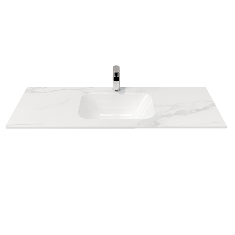 [90202/UMST1246-WM] 1200L*460D*180Hmm White Marble Look Sintered Stone Top With Undermount Basin