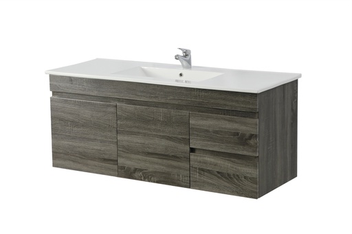 [93170/B124RW-DG] 1200Lx500Hx450Dmm Dark Grey MDF Board with PVC Vacuum Filmed 2R/DW 2L/DR Wall Hung Vanity
