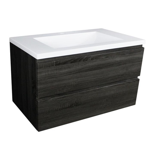 [93018/Q1246DG] 1200Lx550Hx450Dmm Dark Grey MDF Board with PVC Vacuum Filmed 2/DW Wall Hung Vanity