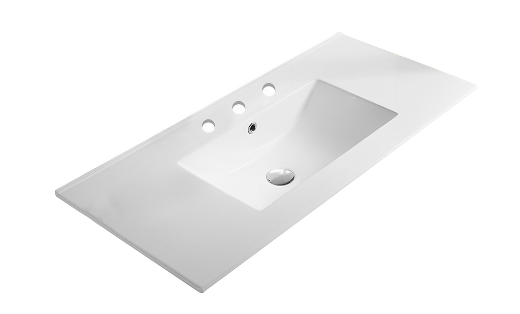 [56309] 1205*463*175mm Gloss White Crete Fine Ceramic Counter Top 3 Tap Hole Overflow,32mm Waste