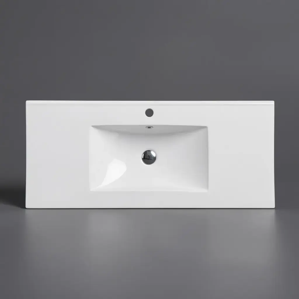 [50127] 1205*470*180mm Gloss White Single Bowl Ceramic Top With Mixer Hole