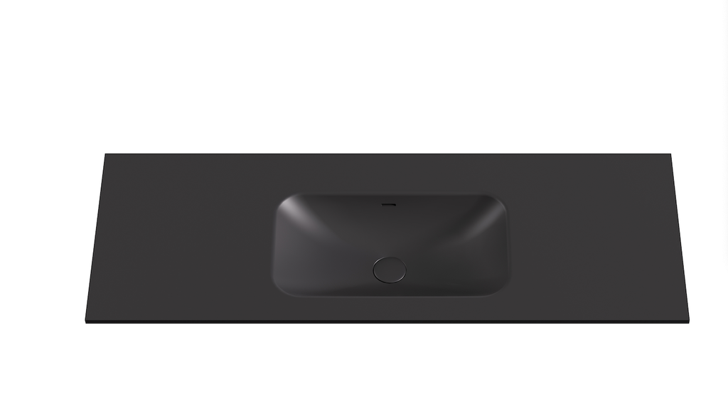 [56083] 1205X465X145 Matte Black Chasey Solid Surface Stone Basin