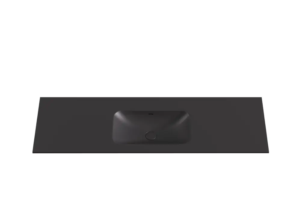 [56084] 1205X465X145 Matte Black Chasey Solid Surface Stone Basin