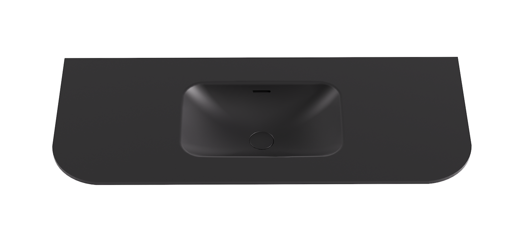 [56094] 1205X505X140 Matte Black Aruro Solid Surface Stone Basin
