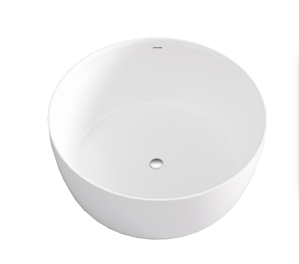 [55594] 1350*1350*620mm Gloss White Olley Round Acrylic Standing Bathtub Overflow,Chrome Waste And Pipe Inlcuded