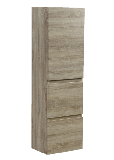 [93181/B4030W-WO] 1350H*400W*300Dmm White Oak MDF Board with PVC Vacuum Filmed 2/DW 1/DR Tall Boy