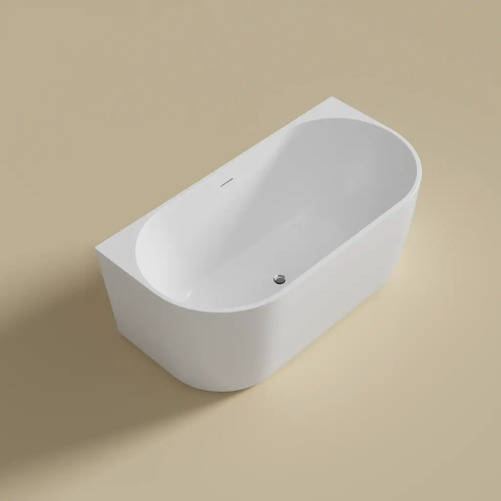 [55605] 1400X730X600mm Matte White Dover Back To Wall Free Standing Bath Overflow 40mm Waste And Pipe Supplied