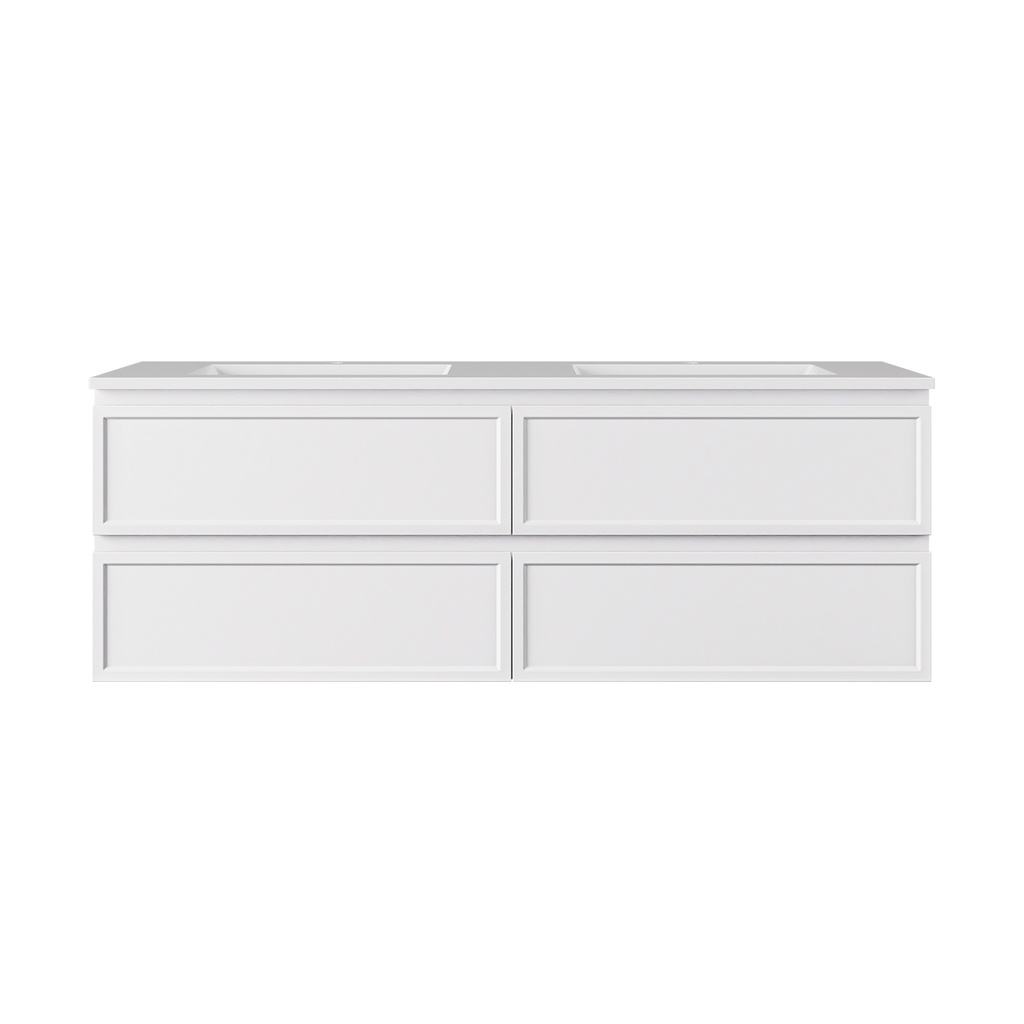 [56839] 1490*455*500mm Matte White New Hamilton Federation Slim Wall Hung Cabinet For Single Bowl And Double Bowl