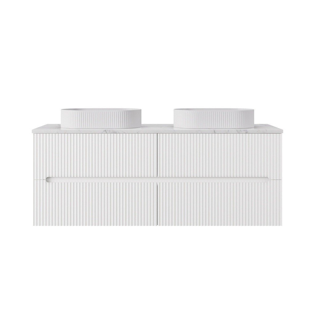 [56825] 1490*455*540mm Matte White Cabarita Morden Wall Hung PVC Cabinet For Double Bowl Only