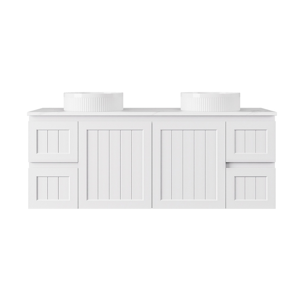 [56749] 1490*455*560mm Matte White Archill Federation Wall Hung Ensuite PVC Cabinet Double Bowel