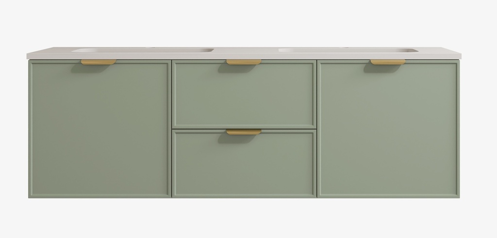 [56472] 1490*455*560mm Olive Green Madura Federation Wall Hung PVC Cabinet,Left Hand Drawers