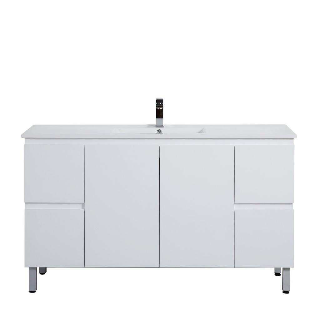 [56862] 1490*455*860mm Gloss White Alpha Wall Hung PVC Vanity Single Bowl