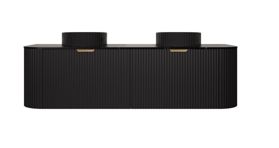 [56527] 1490X455X400mm Matte Black Agena Modern Fluted Wall Hung Vanity PVC Cabinet