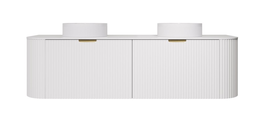 [56533] 1490X455X470mm Matte White Agena Modern Fluted Wall Hung Vanity PVC Cabinet