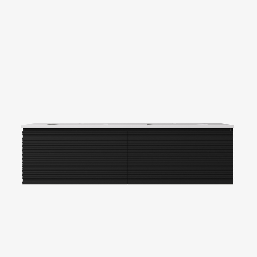 [56647] 1490x455x400mm Matte Black Sedona Modern Fluted Wall Hung PVC Cabinet