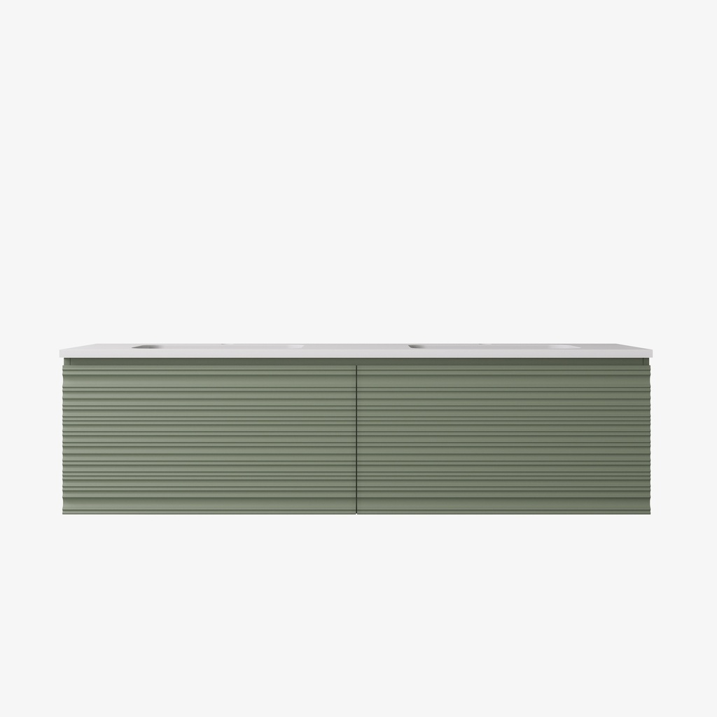 [56652] 1490x455x400mm Olive Green Sedona Modern Fluted Wall Hung PVC Cabinet