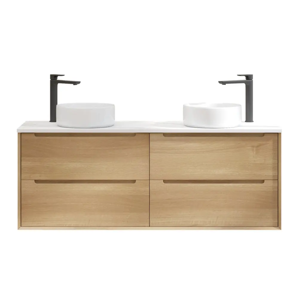 [93409/BE1546W-NO] 1490x460x550mm Bell Collection Natural Oak 4/DW Wall Hung Vanity