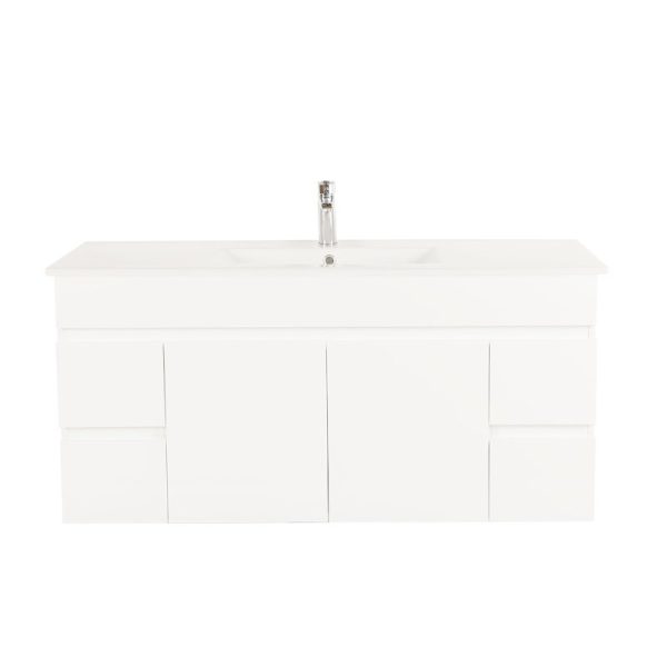 [50516] 1500*450*560mm Wall Hung Gloss White PVC Vanity With Ceramic Top