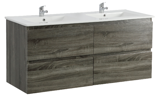 [93026/Q1546DG-D] 1500Lx550Hx450Dmm Dark Grey MDF Board with PVC Vacuum Filmed 4/DW Wall Hung Vanity