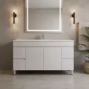 1500Lx830Hx450Dmm Gloss White 2PAC MDF 4S/DW 2M/DR Freestanding Vanity