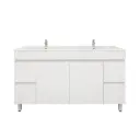 1500Lx830Hx450Dmm Gloss White 2PAC PVC 4S/DW 2M/DR Freestanding Vanity