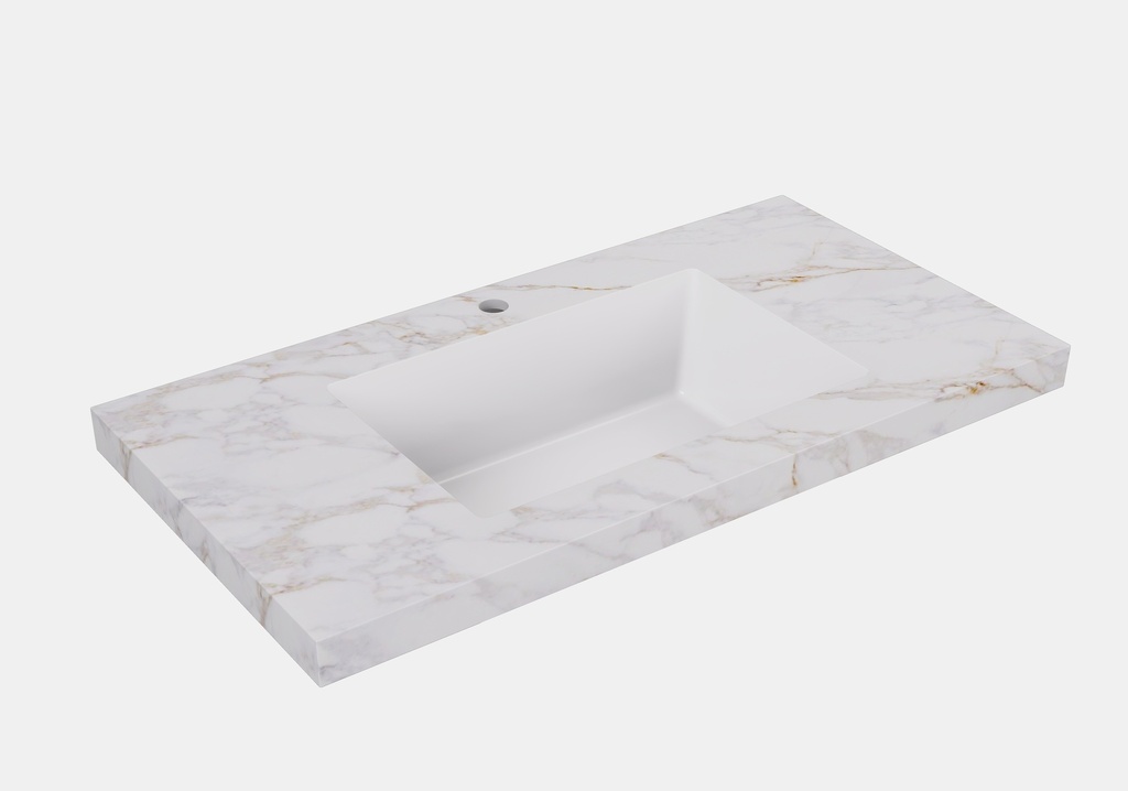 [56428] 1505X465X50mm Carrara Gold Sintered Stone Semless Joined With Fine Ceramic Basin Stone Single Bowl