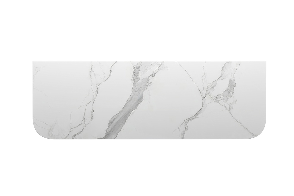 [90182/KC155ST-WM] 1508x503x15mm White Marble Look Sintered Stone Top Matte Finish Rounded Corner Benchtop