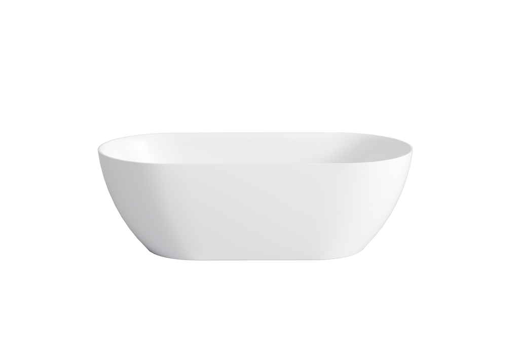 [55589] 1530*770*550mm Matte White Ellips Slim Acrylic Freestanding Bathtub No Overflow Matte White Waste And Pipe Inlcuded
