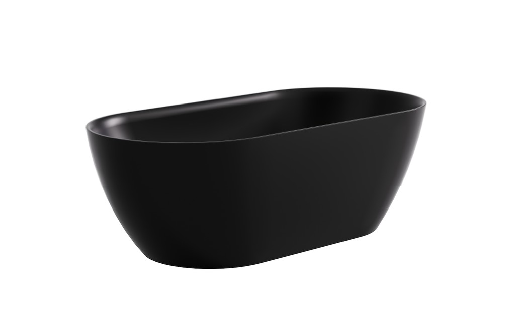 [55591] 1530*770*551mm Matte Black Ellips Slim Acrylic Freestanding Bathtub No Overflow Matte Black Waste And Pipe Inlcuded