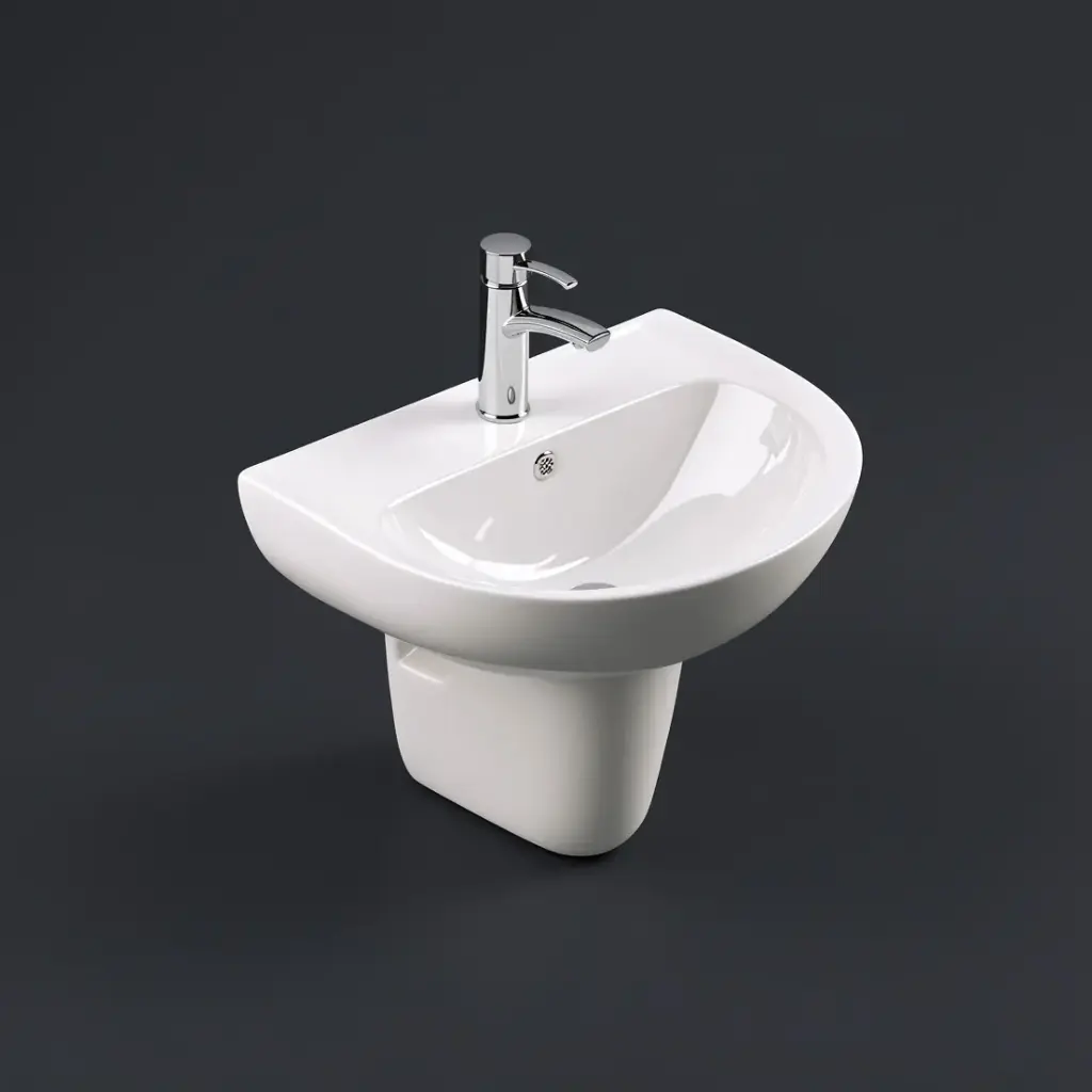 [55494] 300*300*240mm Gloss White Carrida Fine Ceramic Wall Hung Basin Care Pedestal