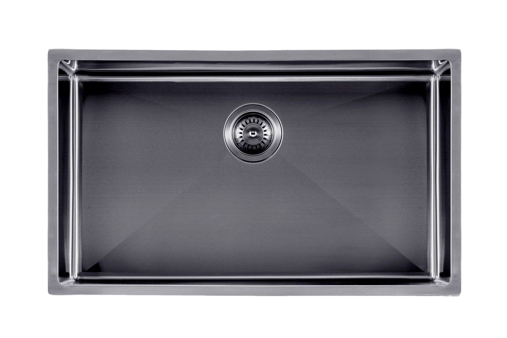 [41193] 304 Stainless Steel Gun Metal Grey PVD Coating Single Bowl Kitchen Sink(Round Edges,with Bottom Tray)762*457*254mm