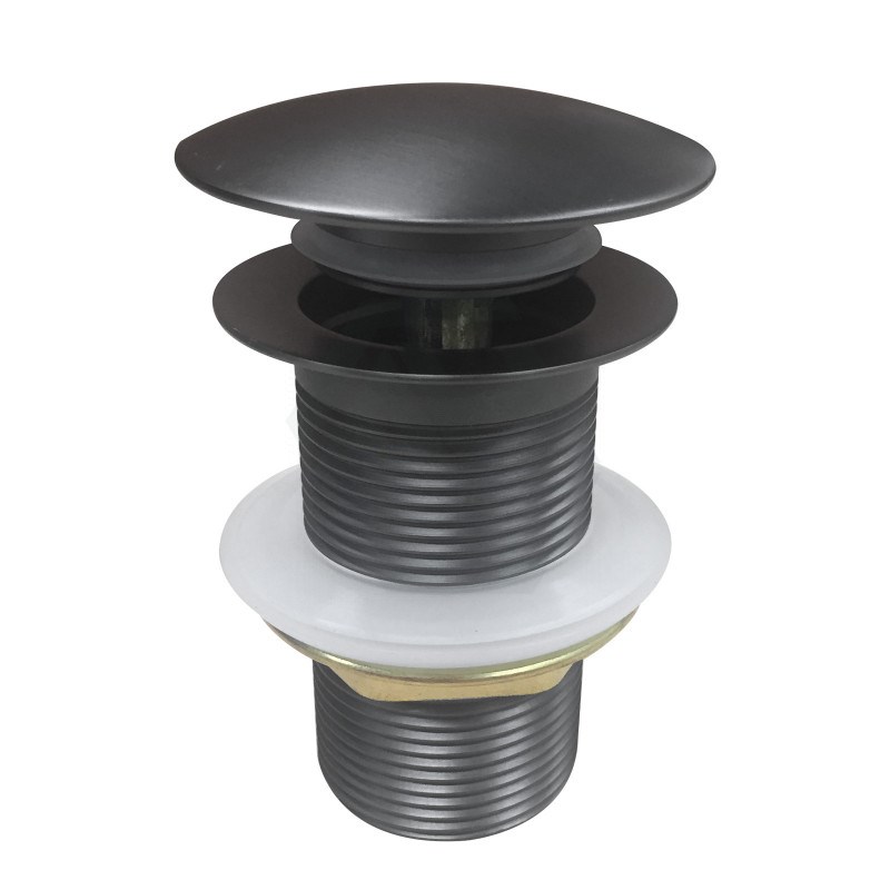 [40487] 32/40mm Gun Metal Grey Mushroom Solid Brass Basin Pop Up Waste NO Overflow