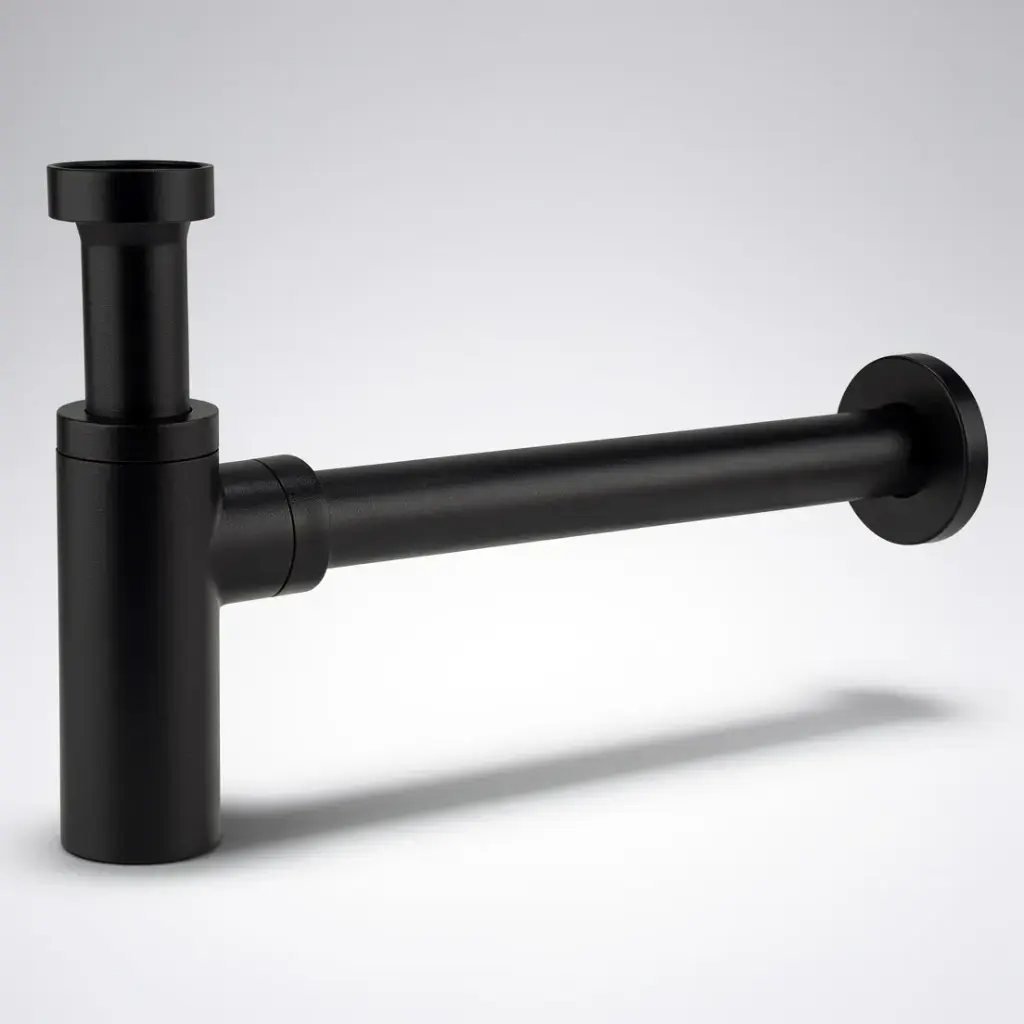 [50259] 32mm/40mm Matt Black Brass Basin Bottle Trap Round