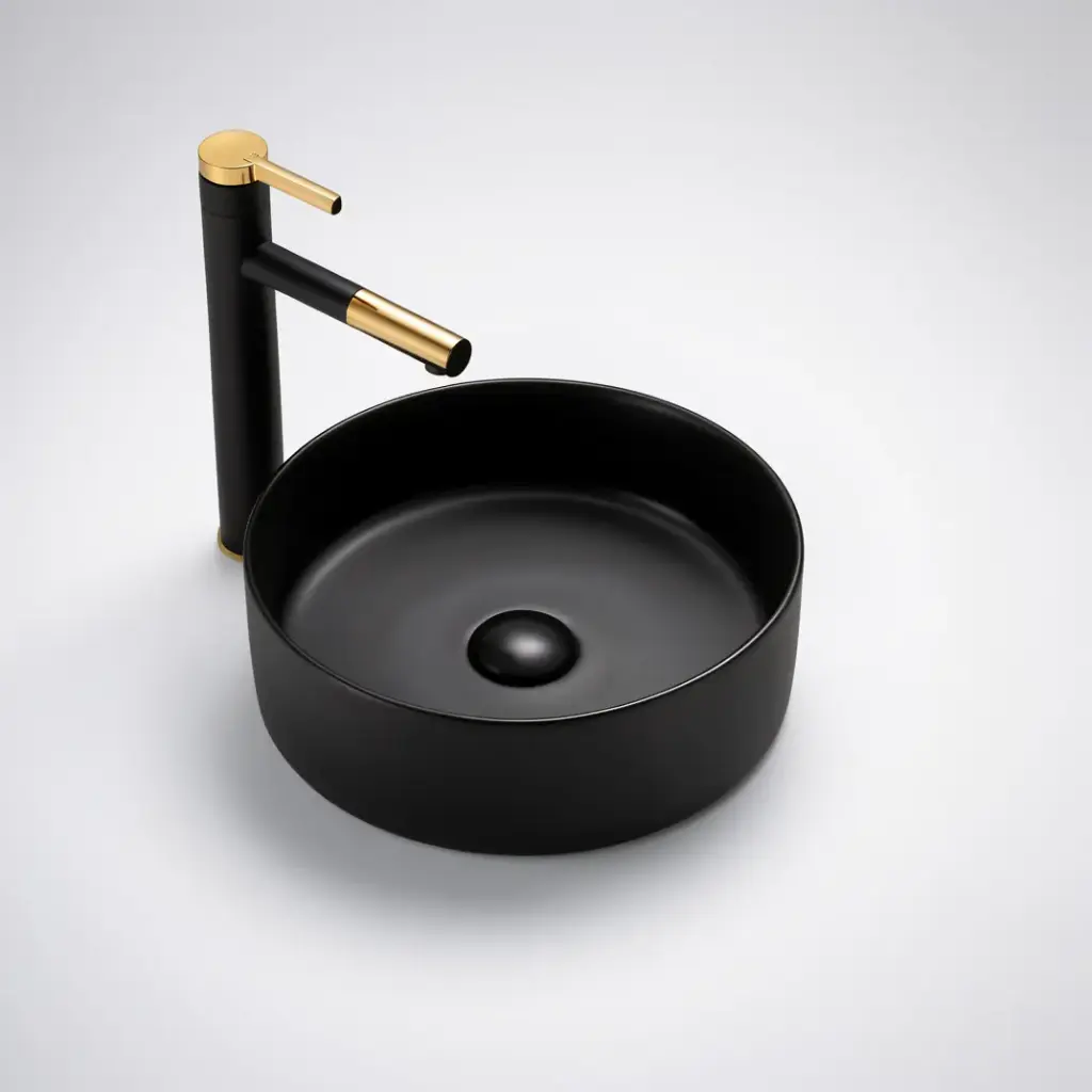 [55466] 350*350*110mm Matte Black Olley Fine Ceramic Above Counter Basin No Overflow,32mm Waste