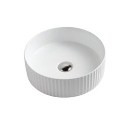 [50014] 360*360*120mm Cora Above Counter Fluted Gloss White Circle Basin (New Arrival)