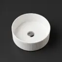 370x370x130mm Round Fluted Gloss White Ceramic Art Basin Above Counter Basin