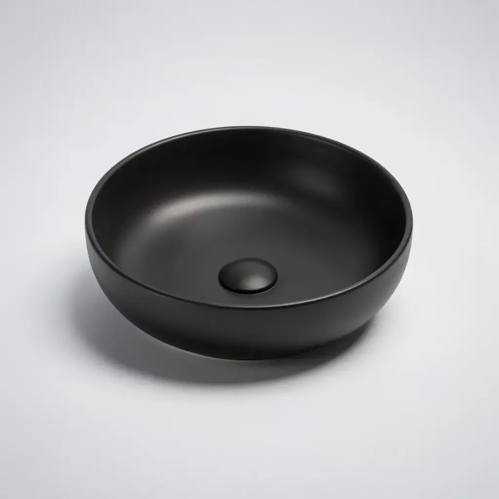 [55460] 377*377*110mm Matte Black Oban Fine Ceramic Above Counter Basins No Overflow,32mm Waste