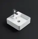 385*385*125mm Gloss White Crete Fine Ceramic Wall Hung /Above Basin Tap Hole With Overflow,32mm Waste