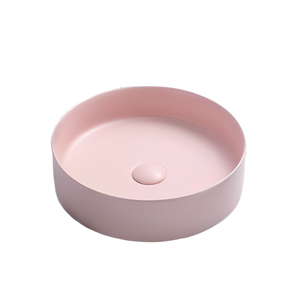 [55471] 395*395*115mm Matte Pink Olley Fine Ceramic Above Counter Basin No Overflow,32mm Waste